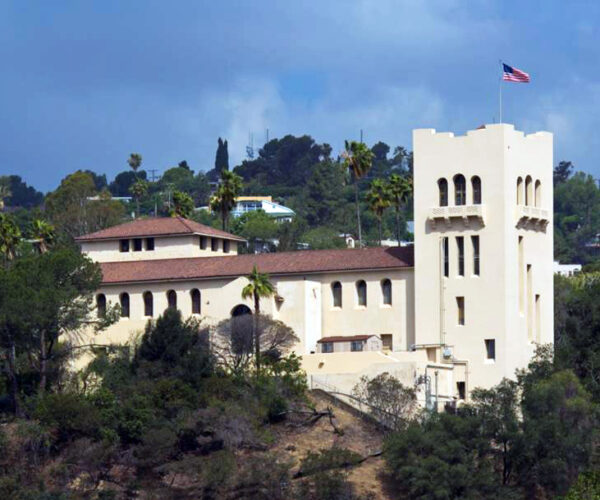 Southwest Museum with trees surrounding it