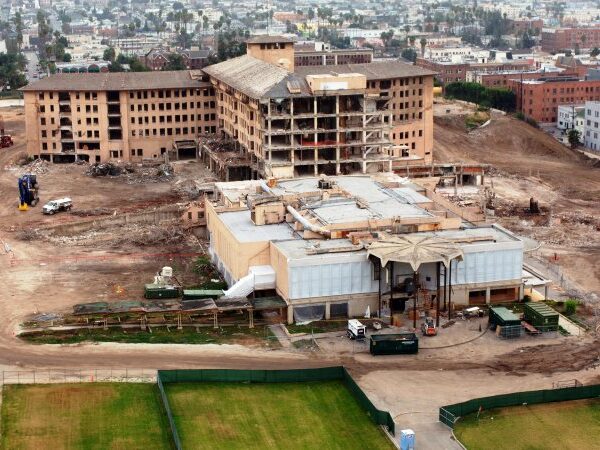 View of the destroyed Ambassador Hotel.