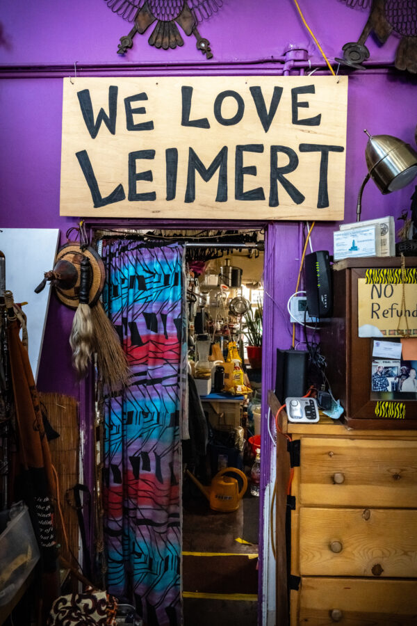 We love Leimert sign with artisanal artifacts.