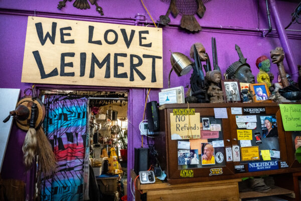 We love Leimert sign with artisanal artifacts.