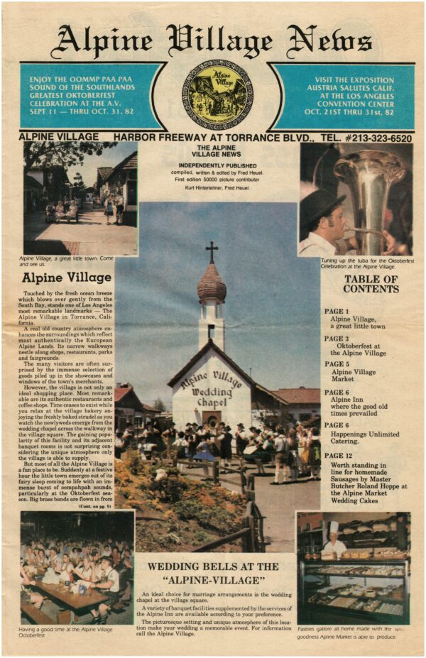 Advertisement, Alpine Village News, 1982.