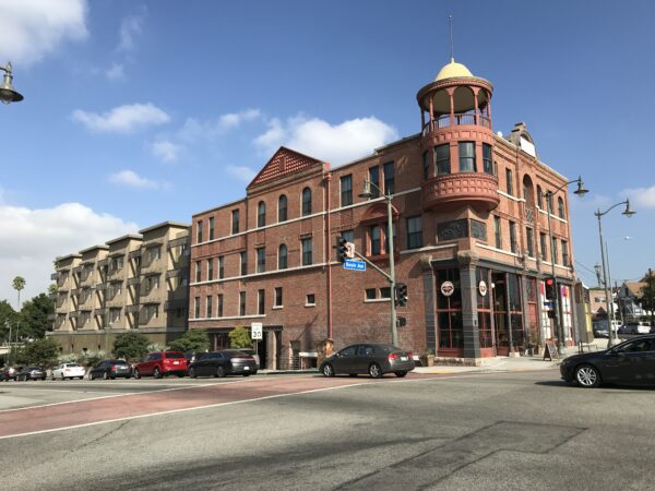 Street View of red brick Boyle Hotel (2019)