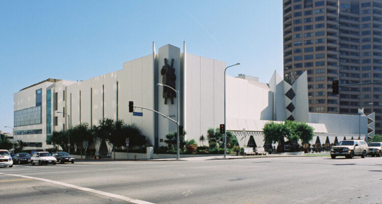 Corner street view of the Sinai temple