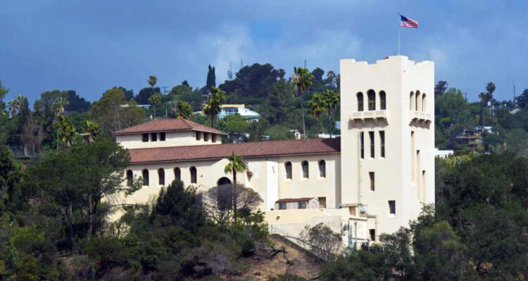 Southwest Museum with trees surrounding it