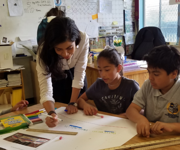 Children particpating in a school workshop