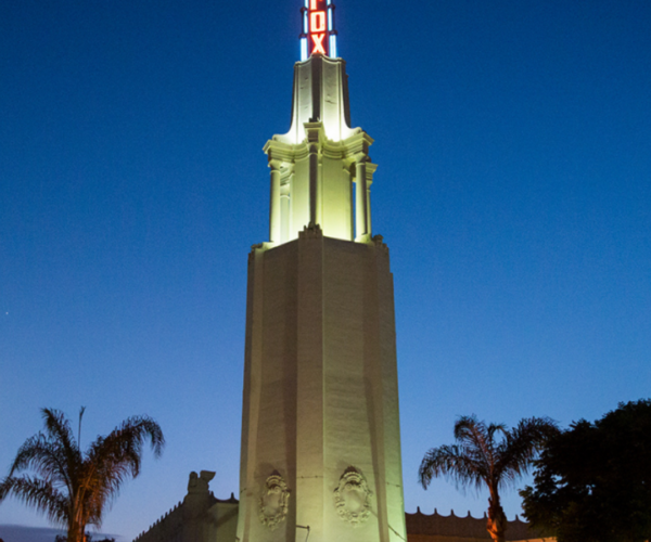 Tower of the Regency Fox theatre in Westwood.