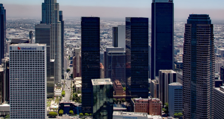 View of downtown Los Angeles skyline.