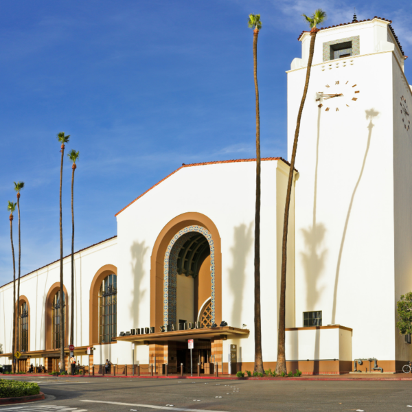 Facade of Union Station in Los Angeles.