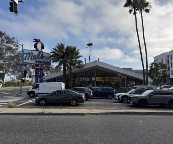 A view of the front facade of Mel's Drive-In in Santa Monica in 2026